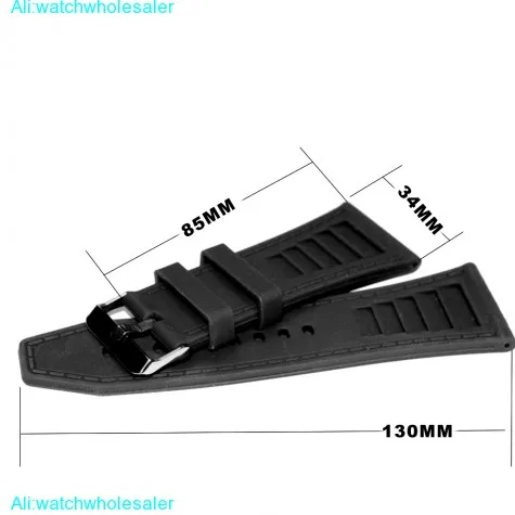 34 мм черные силиконовые желе резиновые мужские унисекс часы ремешок WB1046A34JB