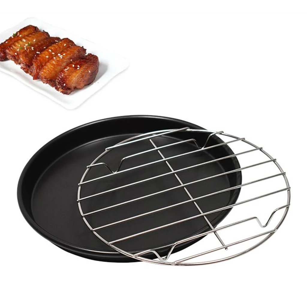 Set of 2 Heat Resistance Steel Wire BBQ Grate Grids Cooking Meshes,25cm,for Baking Pan, Oven Safe, Roasting, Drying, Grilling