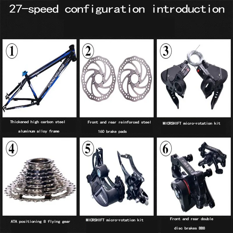 Top Mountain Bike Bicycle Adult Teenager One-wheel Shifting Damping Double Disc Brake Male And Female Student Mountain Biking 11