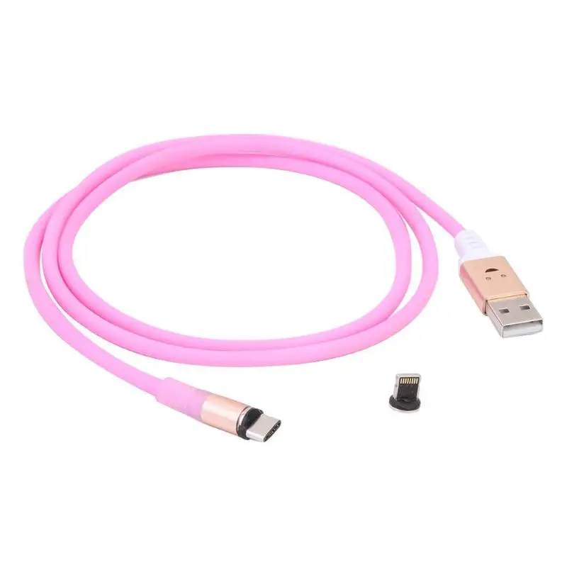 Pink Магнитный тип-c 8 контактный кабель для зарядки звука управление свет телефон адаптер шнур - Цвет: Pink