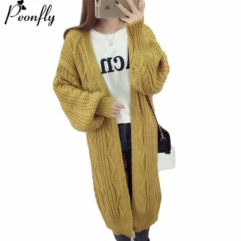 

PEONFLY Women Long Cardigans Autumn Winter Open Stitch Poncho Knitting Sweater Cardigans V neck Oversized Cardigan Jacket Coat