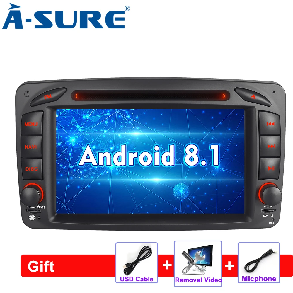 A-Sure 7 дюймов Android 8 1 автомобильное радио DVD gps навигация для Mercedes Benz c-класс W203 CLK G500