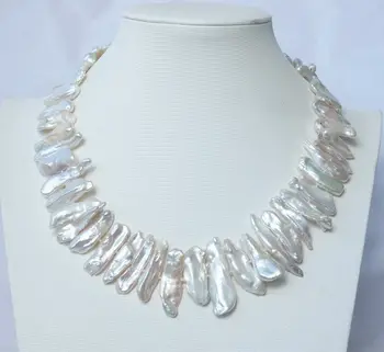 

N1602012 24-28mm Natural white/pink/purple biwa freshwater pearls Necklace