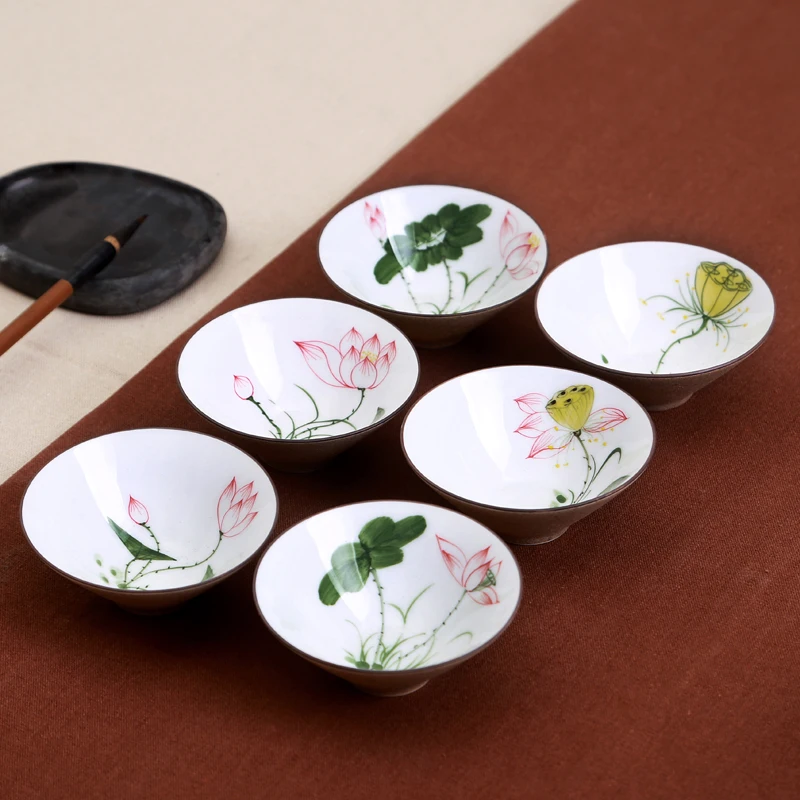 В Цзиндэчжэнь керамические чайные сервизы, кунг-фу чашки синий и белый фарфор Ручная роспись Черный чай tieguanyin хороший подарок