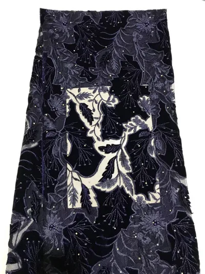 Французская Кружевная Ткань 5yds/pce компанией dhl с бусинами и камнями, бархатная ткань для женщин, роскошное платье для вечеринок asoebi, новинка, высокое качество - Цвет: 6