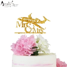 Самолет блестящие топперы бумажный торт Топпер пара медовый месяц помолвка Свадебная вечеринка украшения для вечеринок на заказ