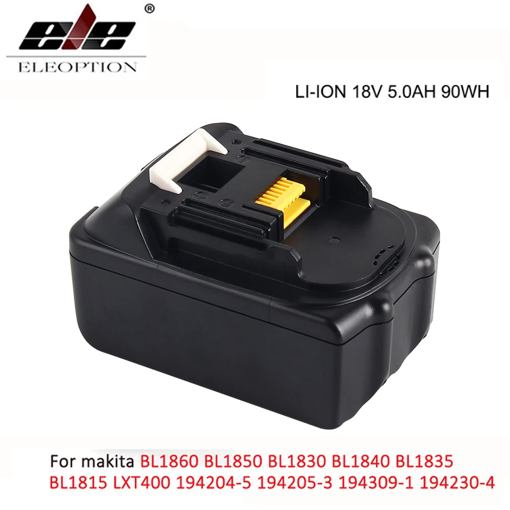 

ELEOPTION For Makita BL1850 18V Battery 5000mAh Rechargeable Lithium-ion Li-ion Power Tools Batteries for Makita BL1840 BL1830