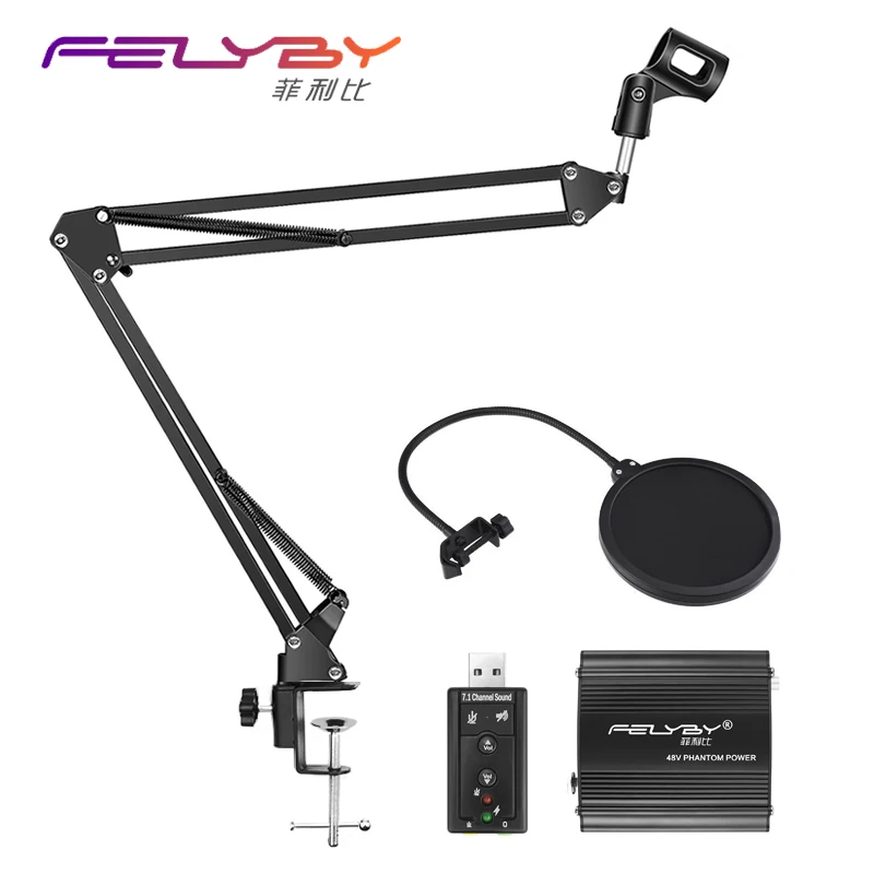 Hot Professional Black Microphone set Adjustable Metal Suspension Scissor Arm Microphone Stand Holder for Mounting on