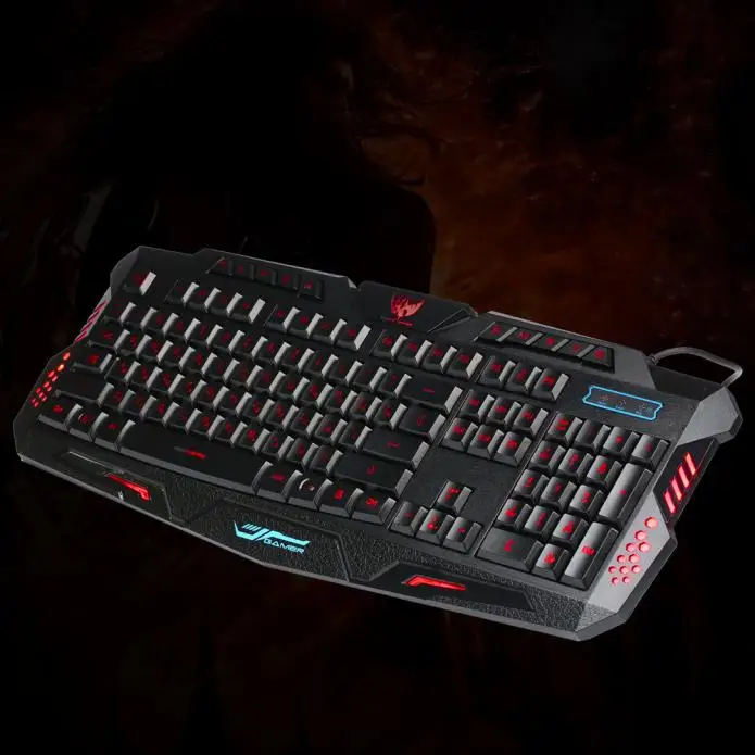 Русский USB проводной 3 Цвета Трещины LED Подсветка мультимедиа PC Gaming Keyboard красивый подарок 17nove9