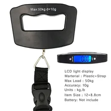 Электронные весы 50 кг x 10 г с крючком и ремнем, цифровые мини весы для рыбалки, багажа, весы для путешествий, взвешивание чемодана, замок
