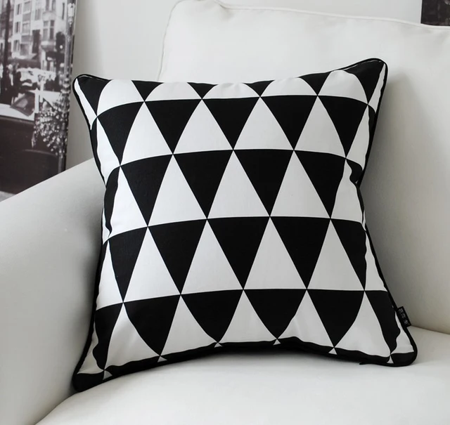 Black White Pillow Cover Geometric Cushion Covers Linen Case Black White Pillow Cover Geometric Cushion Covers Linen Case Home Decorative Sofa