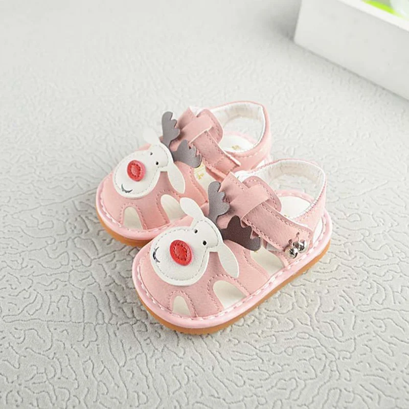 Baby Sandals Sneakers for Girls Cute Infant Lovely Sandals Cartoon Cattle Soft Bottom Non-slip Princess Shoes Kids Girl Shoes - Цвет: P