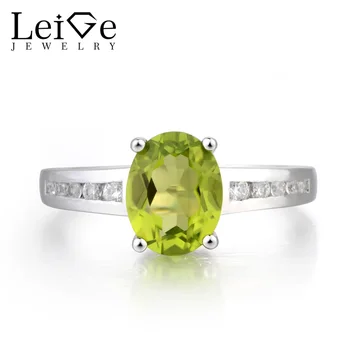 

Leige Jewelry Real Natural Peridot Ring Peridot Promise Ring August Birthstone Oval Cut Green Gemstone 925 Sterling Silver Gifts