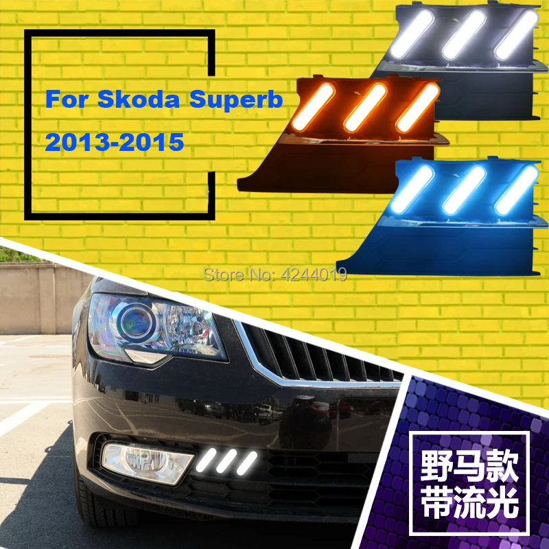 

smRKE Car Light Fog Lights Daytime Running Lights LED Light Bar For 2013-2015 Skoda Superb