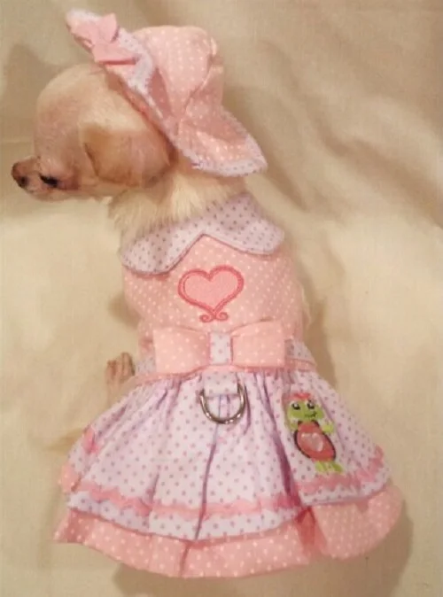S15_New_design_XS_XL_Pet_dresses_Set_Dog_Puppy_Cats_Dress_Harness_Leash_Collar_Hat Headwear_Physiological_Sanitary_Panty_4