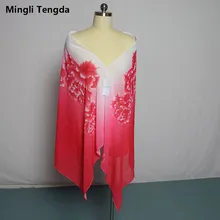 Новых печатных длинное шифоновое свадебное болеро Свадебные куртка Mariage белая куртка Свадебные Куртка с отворотом обертывания шарф