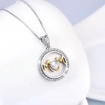 

Fashion Mom Letters Necklace Silver Color Round Pendant Necklace Jewelry For Mother's Day Gift