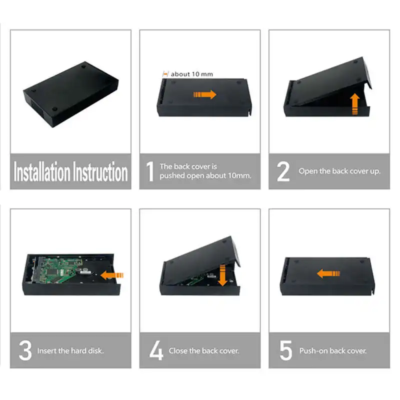 Корпус Abs жесткий диск коробка 3,5 Usb3.0 мобильный жесткий диск коробка ЕС вилка