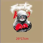 ★ Европа стиль DIY футболка свитер передачи тепла бокса чемпион кошка наклейки 26 17 см утюг на ①