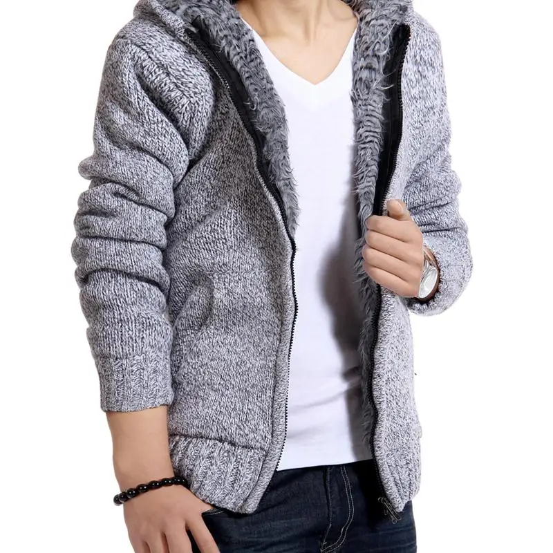 Jacket Men Thick Velvet Hooded Fur Jackets Mens Winter