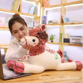 

Cartoon cute colorful alpaca figurine plush toy simulation Stuffed animal kid birthday present 55cm 80cm
