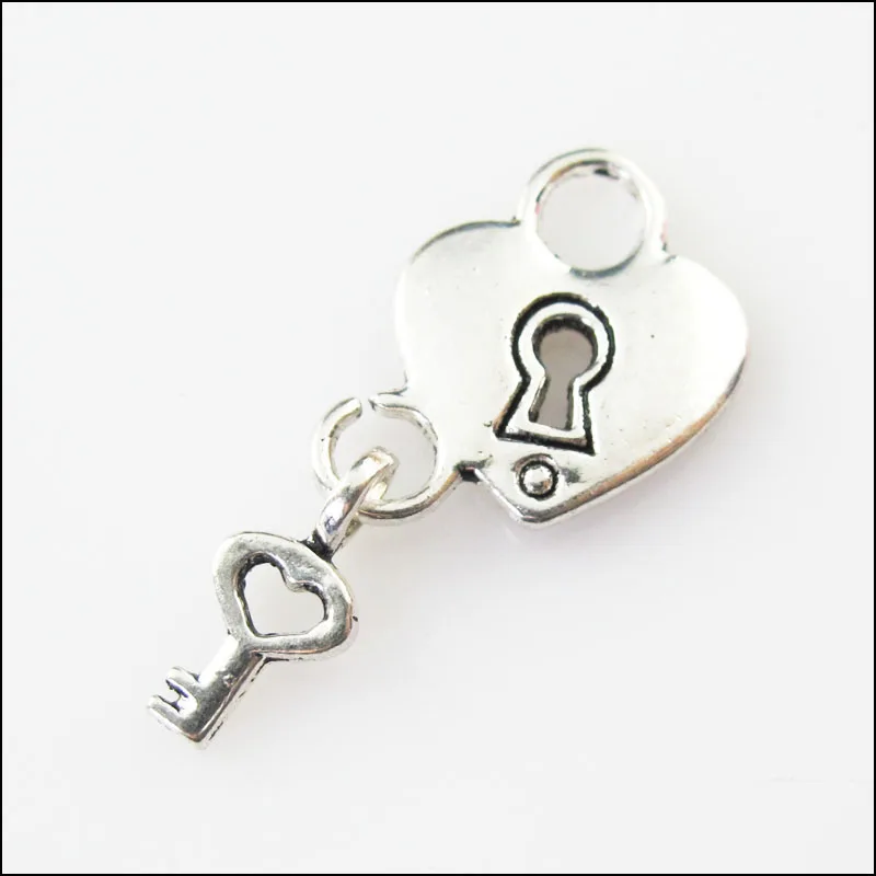 20Pcs Antiqued Silver Color Heart Lock &amp Key Charms Pendants | Украшения и аксессуары