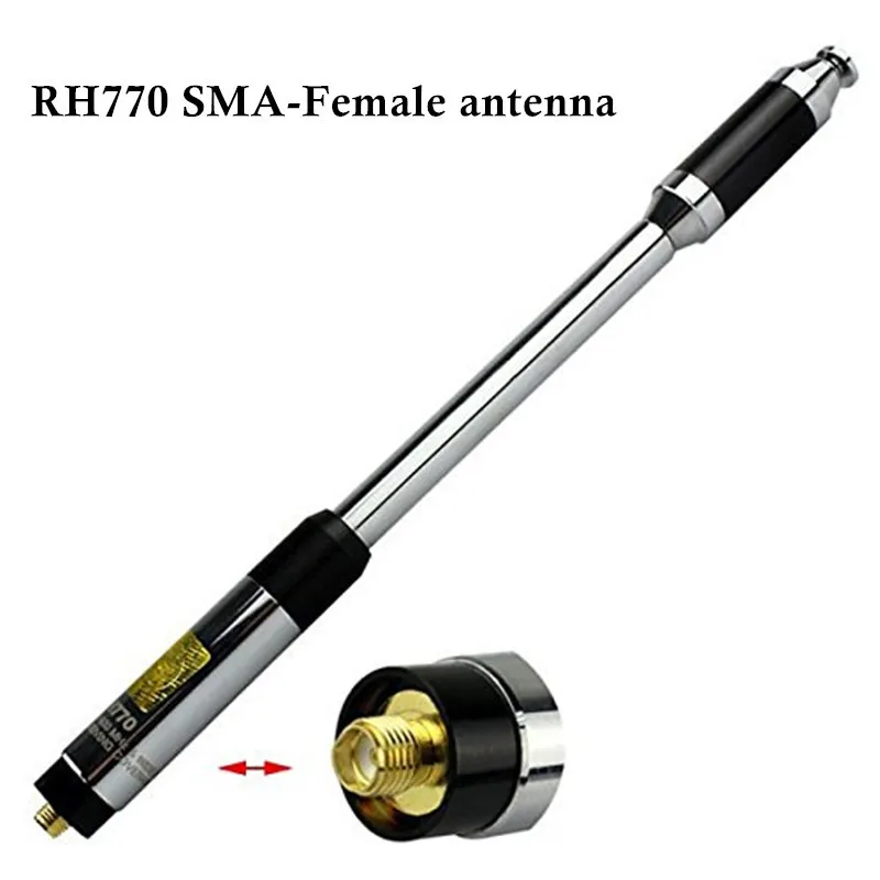 Лучшая RH770 Двухдиапазонная 144/430 МГц с высоким коэффициентом усиления SMA-Female телескопическая портативная радиоантенна для урожая Kenwood Baofeng WALKIE TALKIE