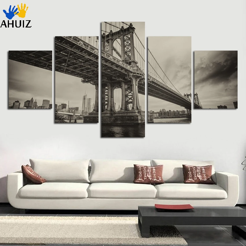 Unframed definition print black and white viaduct canvas painting