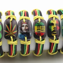 12 шт. смешанные стили с полимерным принтом Че Гевара/Боб Марли/Звезда Давида гексаграмма Кожаные Браслеты Дружба подарок MB118