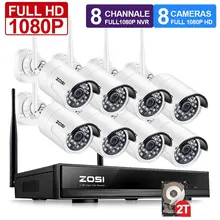 ZOSI Plug and Play 8CH 1080P HD Беспроводной NVR комплект P2P 2.0MP Крытый Открытый ИК ночного видения безопасности IP камера WiFi CCTV система