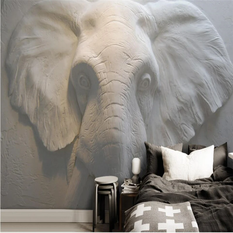 beibehang 3D Stereo Elephant Background Wall Painting Customized Large Wallpaper Eco Wallpaper papel de parede para quarto