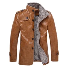 Зимняя куртка мужские кожаные куртки Плюс Размер 7XL пальто с воротником-стойкой Мужская ветровка флиса jaqueta masculinas Inverno Couro