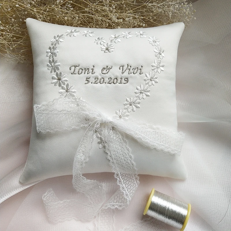 Almohada anillo de boda personalizada, cojín de decoración para fiesta, bordado nombres de palabras y citas, almohadas para el Día de San Valentín, decoración festiva|Decoraciones DIY de fiestas| - AliExpress