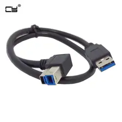 Привет-Скорость Стандартный USB 3.0 тип мужской прямо в B Мужской 90 градусов вверх Угловой кабель принтера 50 см для настольного ПК T ПК