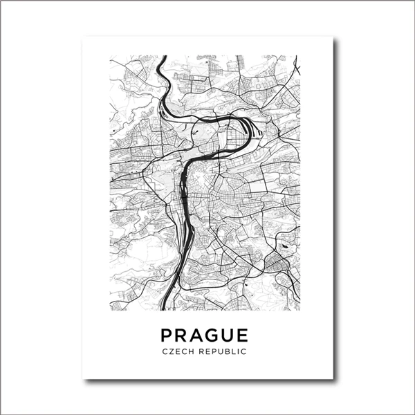 Постер в Праге, чешский город, карта, печать, современный холст, настенная живопись, картины для гостиной, украшения дома - Цвет: FBH066