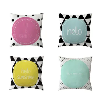 

Minimalist White Throw Cushion Cover Black and White Wave Heart Love Letter Geometry Mosaic Living Room Sofa Decor Pillow Cases