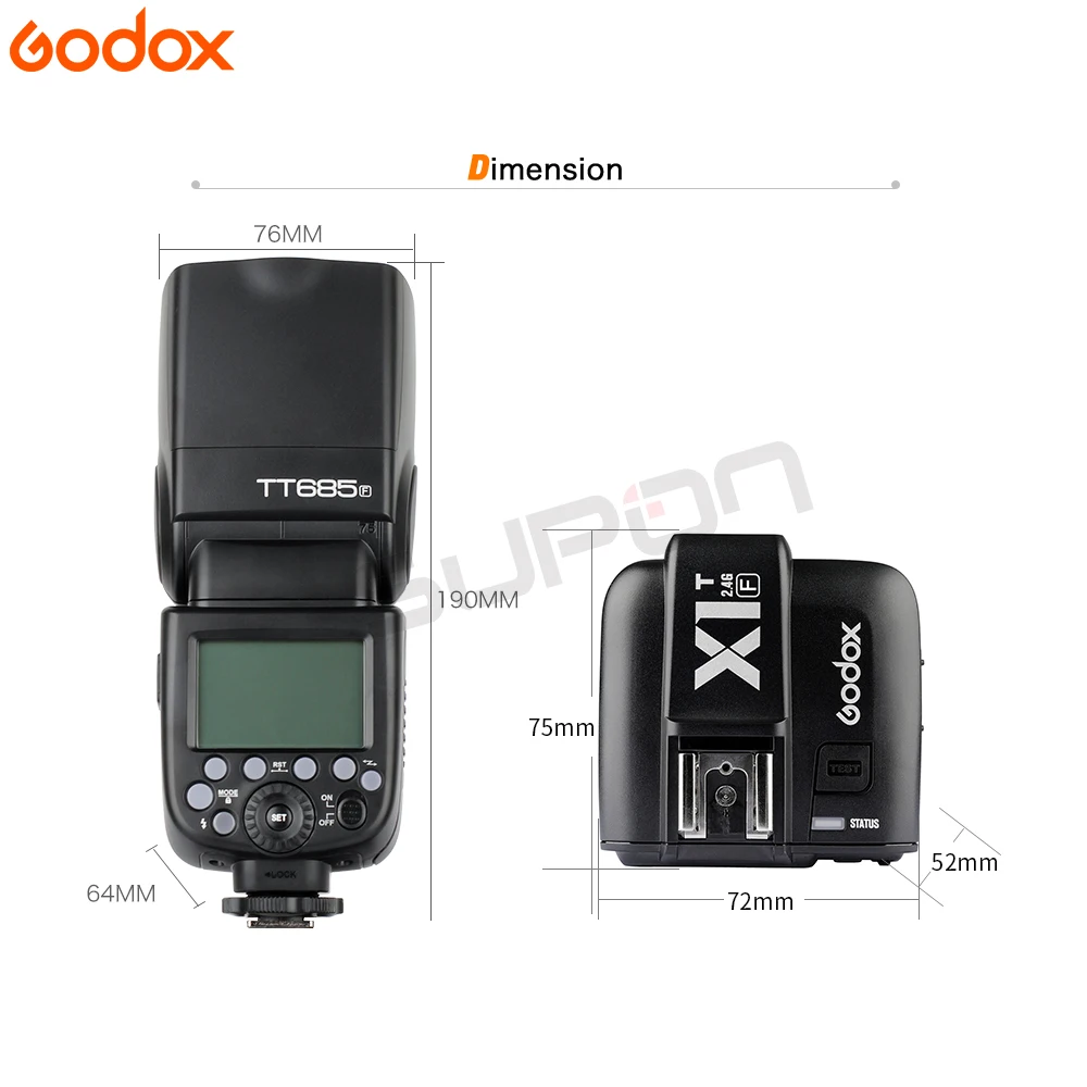 Godox TT685 вспышка 2,4G HSS 1/8000 s ttl Беспроводная TT685F Speedlite+ X1T-F передатчик для Fujifilm Fuji камера+ 15*17 см софтбокс