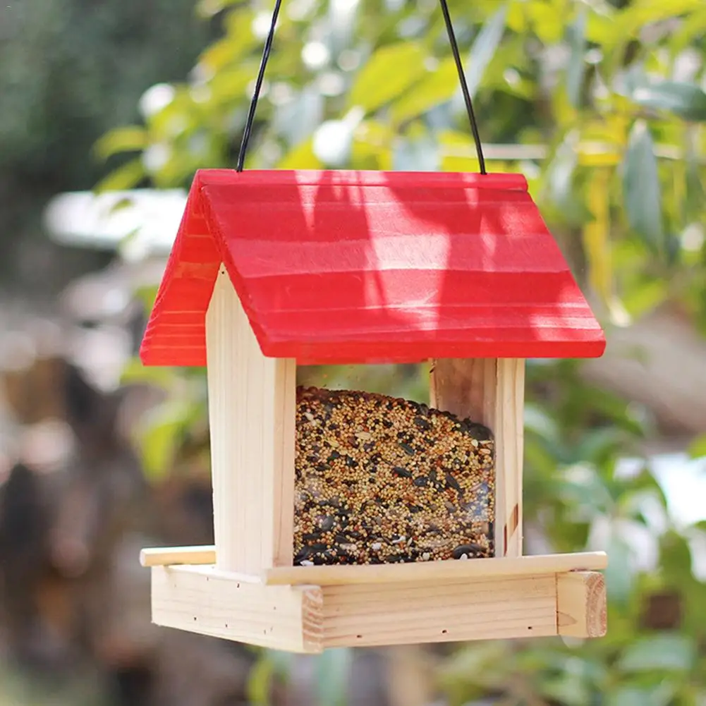 Кормушка для птиц деревянный подвесной контейнер для еды для птиц непромокаемый балкон вилла кормушка для птиц тип дома кормушка для птиц украшение сада