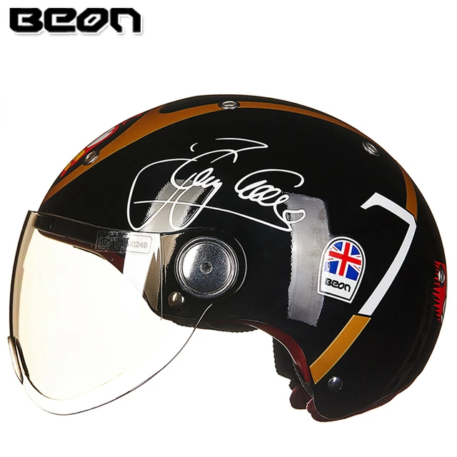 US $41.99 Motorcycle BEON Half Face Vintage Helmet Motorbike Open Face Helmet Electrombile Scooter Bike capac