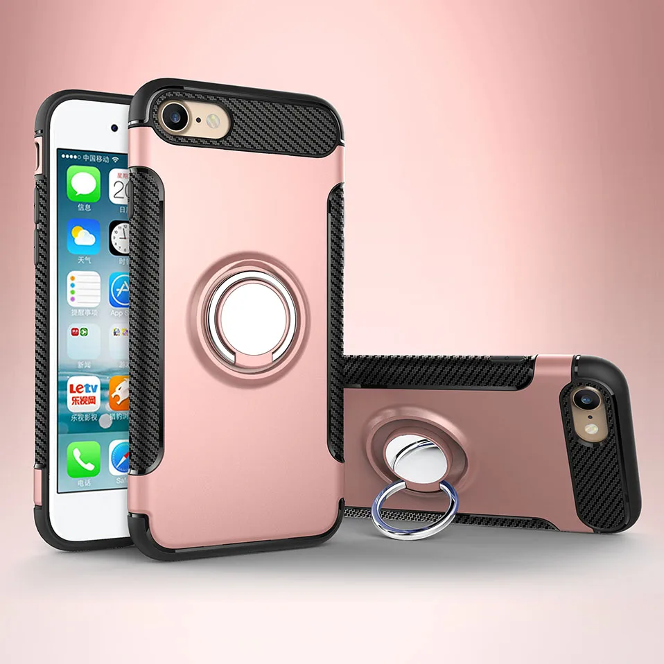 Reaoom for iPhone 7 Case Magnetic Finger Ring Holder Armor Protecion Back Coque for iPhone7 Cover Funda Soft Silicone Hard PC    (4)