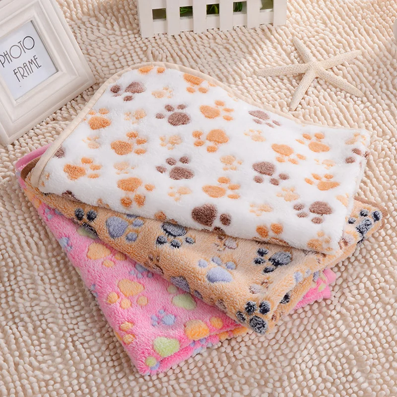 New 3 Size Soft Warm Pet Dog Bed Blanket Coral Fleece Paw Print Dog Puppy Mat Fleece for Small Large Dog Towl Pet Cat Products (5)