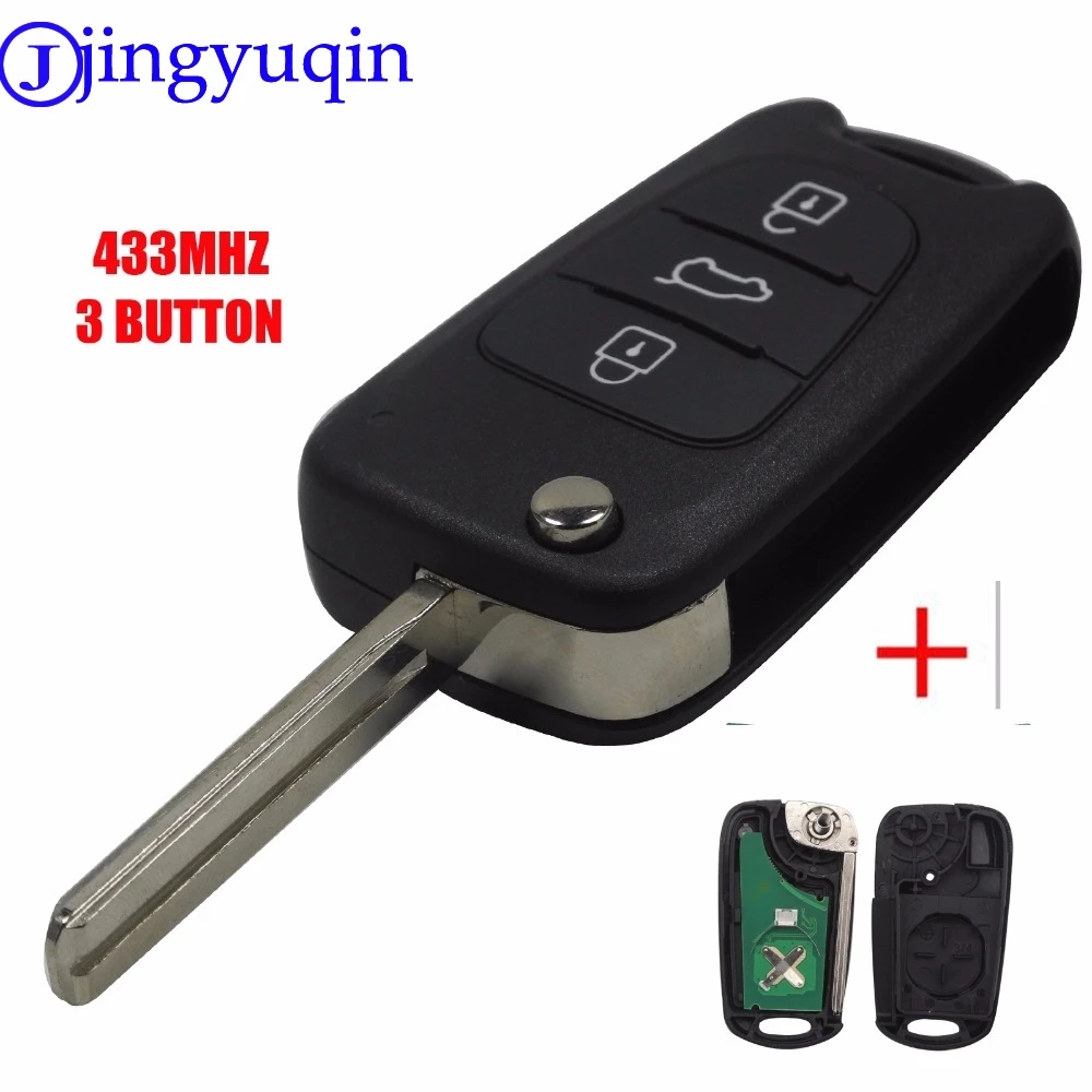 

jingyuqin 3 Button Flip Remote Key Fob FSK 433MHZ With ID46 Chip For Hyundai i30 ix35 For Kia K2 K5 Sorento Sportage