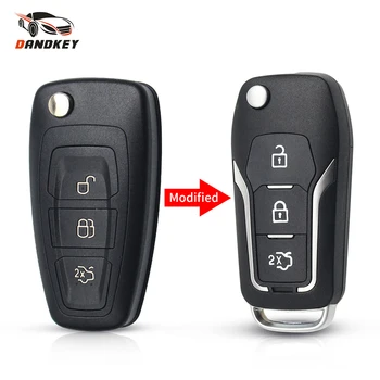 

Dandkey Modified For Ford Mondeo Focus Fiesta 2013 Replacement Flip Car Remote Keyless Key Shell Case 3 Buttons Fob HU101 Blade