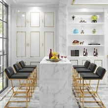 Светильник, роскошный кожаный барный стул, семейный металлический барный стул из нержавеющей стали, высокий стул