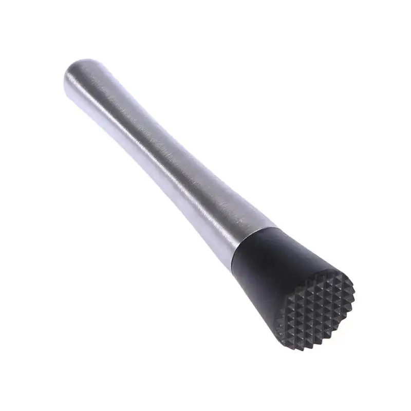 

Stainless Steel Cocktail Muddler Wine Stirrer Ice Crusher Stick with Grooved Plastic Head