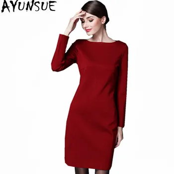 

AYUNSUE 2020 Elegant Women Dresses Office Ladies Bodycon Autumn Winter Dress Female Red Vestidos Casual Women's Clothing WXF549