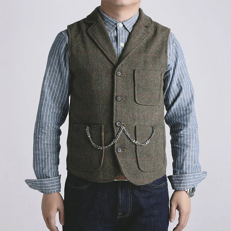 60% OFF MJ-0003 Read Description! Asian size vintage 70% wool vest 480 GSM mens casual vest