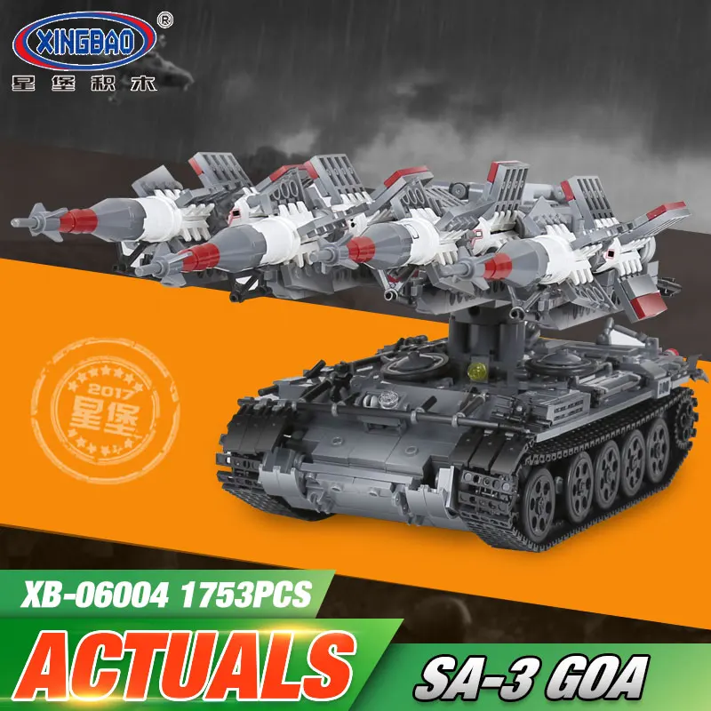 

Xingbao 06004 1753Pcs Military Series The SA-3 missile and T55 Tank Set Children Educational Building Blocks Bricks Toys Gifts