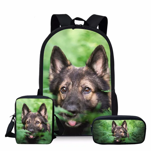 Nopersonality Cool German Shepherd Dog Print Backpack Set for Teen Boys