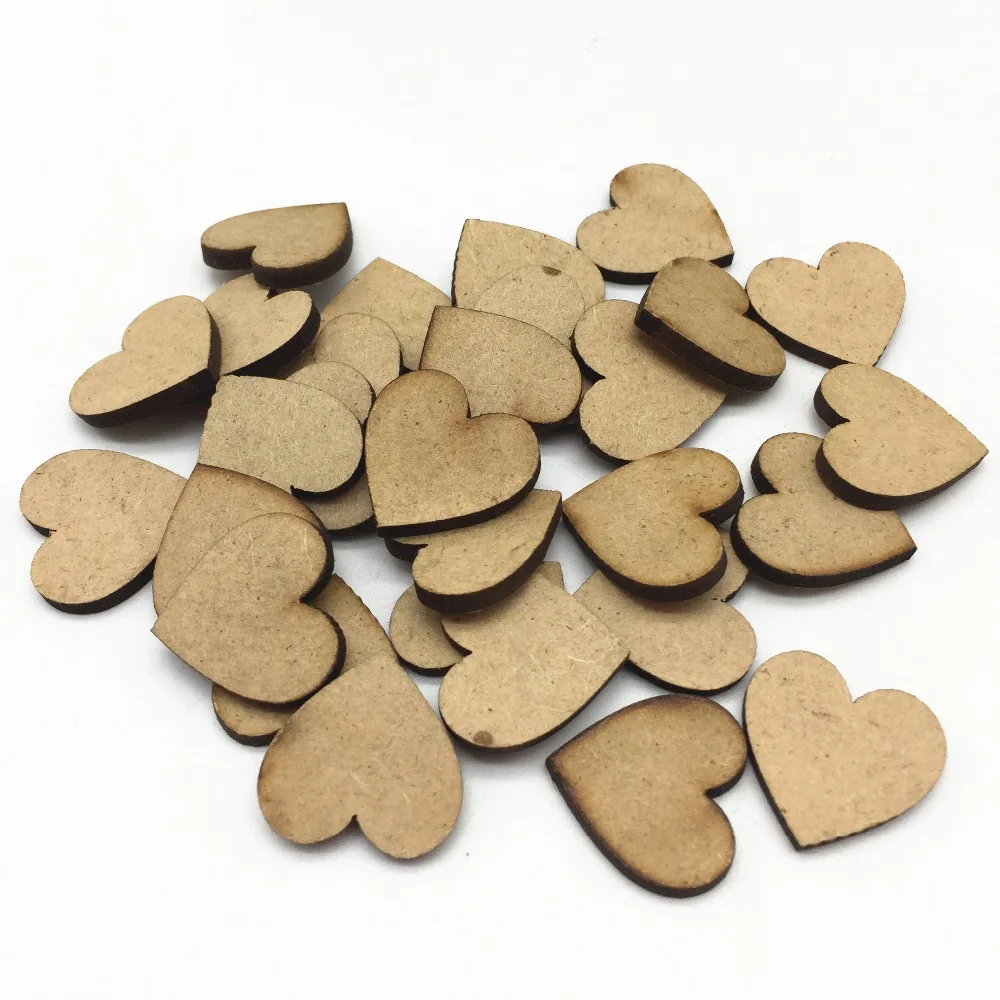 50 шт. 20x20 мм MDF Сердце DIY ремесла чипы топперы украшения для детской бирки
